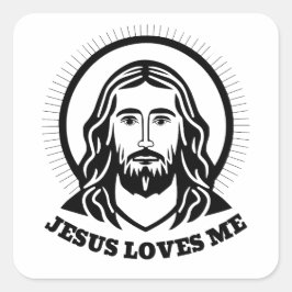 Cuadrada Pegatina de retrato de Jesús - Jesús me ama