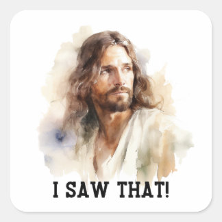 Cuadrada Pegatina de retrato de Jesús - Vi ese regalo relig