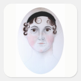 Cuadrada Pegatina de retrato en acuarela de Jane Austen