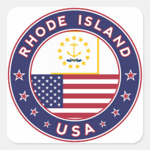 Cuadrada Pegatina de Rhode Island, estuche de teléfono, bol