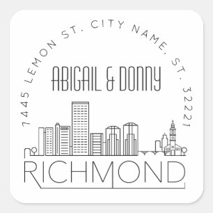 Cuadrada Pegatina de Richmond Destination Wedding Square