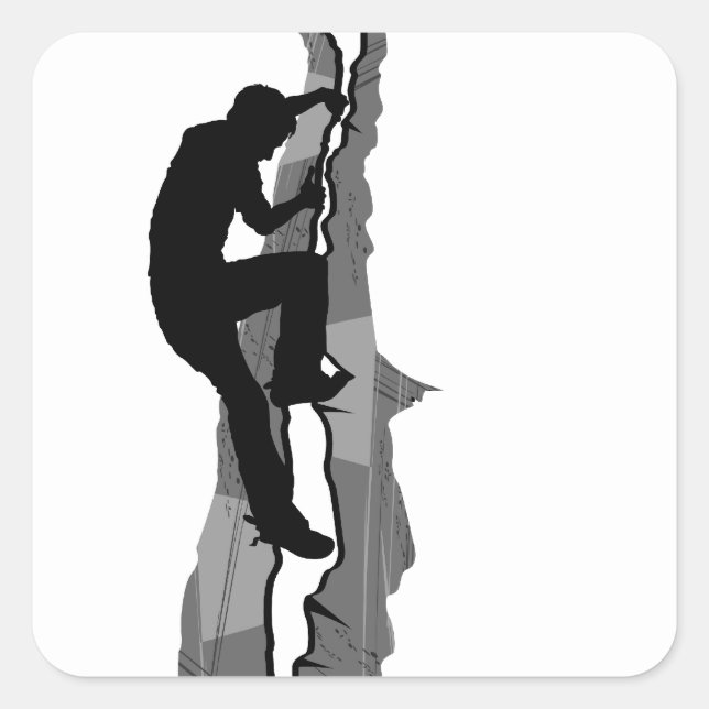 Cuadrada Pegatina de Rock Climber Bouldering Square (Anverso)