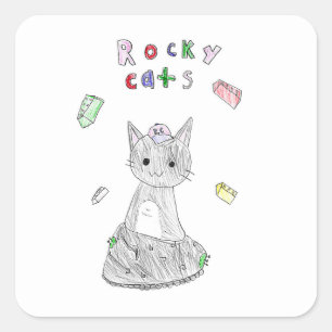 Cuadrada Pegatina de Rocky Cats