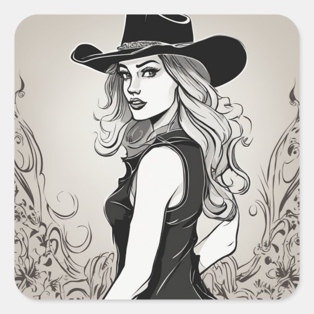 Cuadrada Pegatina de Rodeo de Vintage LBD (Anverso)