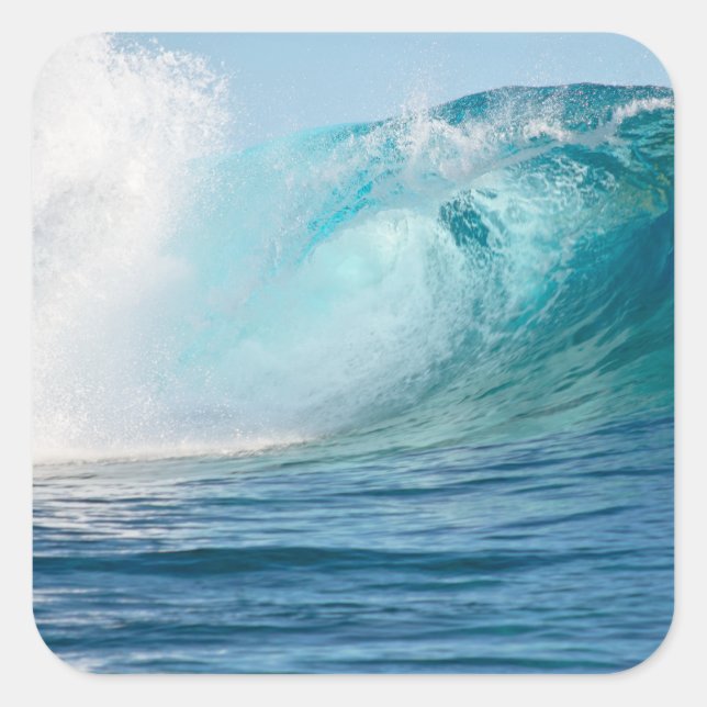 Cuadrada Pegatina de rompimiento de grandes olas en el océa (Anverso)