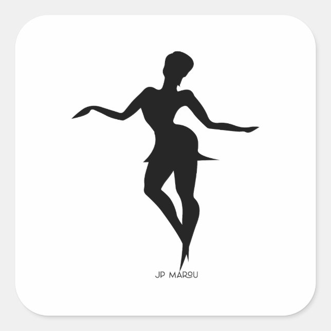 Cuadrada Pegatina de ropa activa JP MAROU | Logo de Fitness (Anverso)