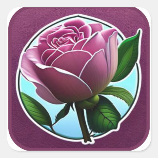 Cuadrada Pegatina de rosa rosa elegante para regalos, portá