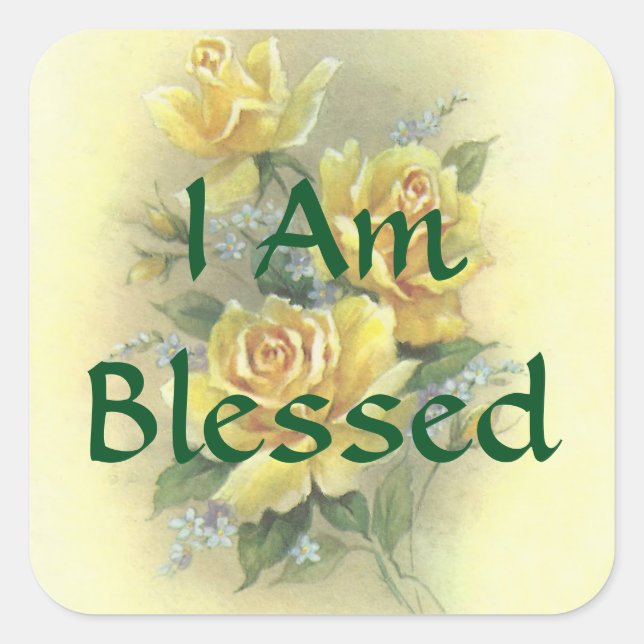 Cuadrada Pegatina de rosas amarillas (Anverso)