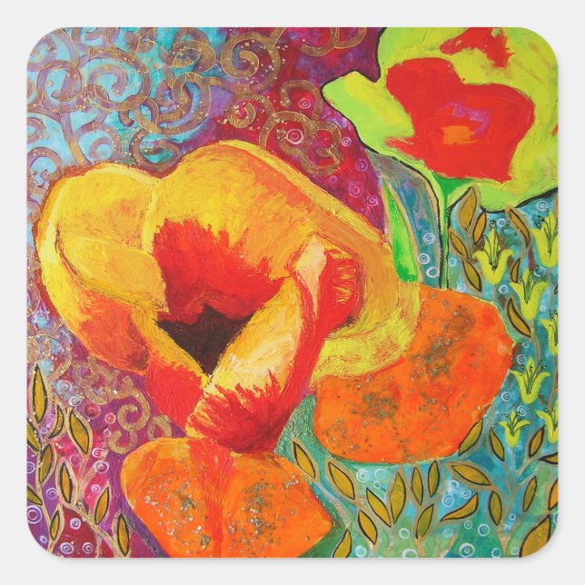 Cuadrada pegatina de rubor (pintura) hermafrodistico (Anverso)