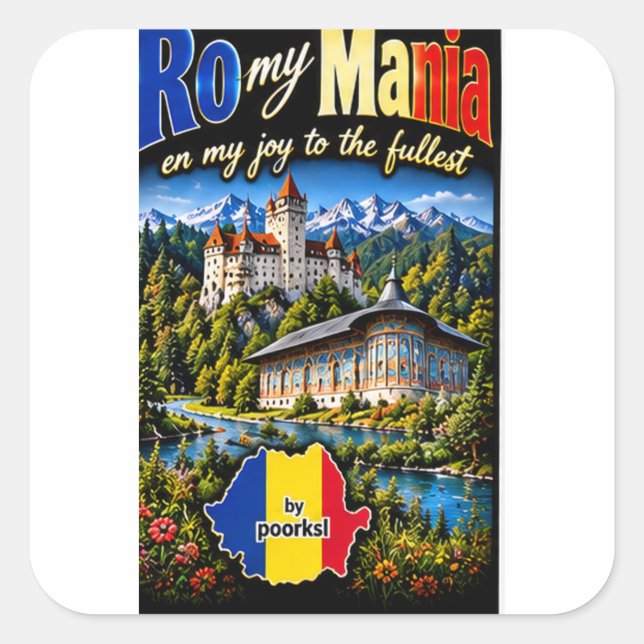 Cuadrada Pegatina de Rumania (Anverso)