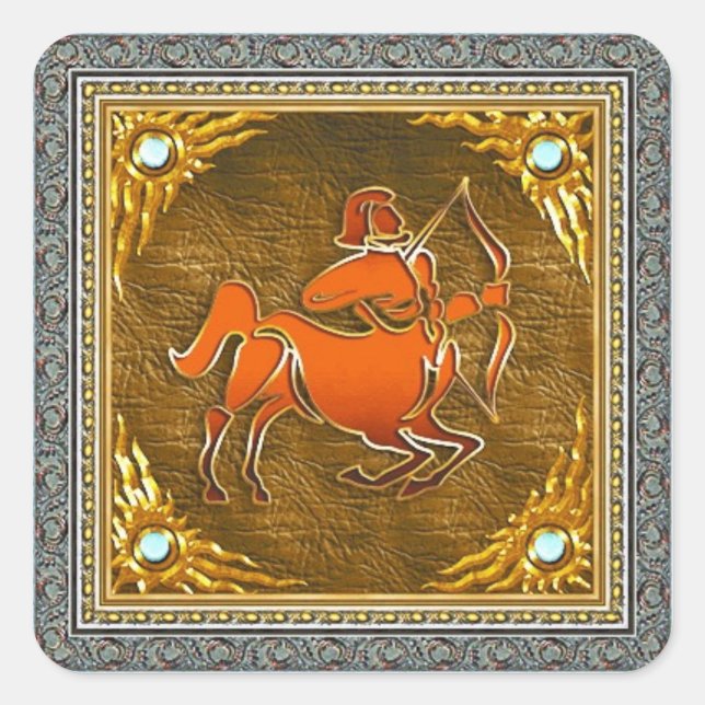 Cuadrada Pegatina de Sagittarius (Anverso)