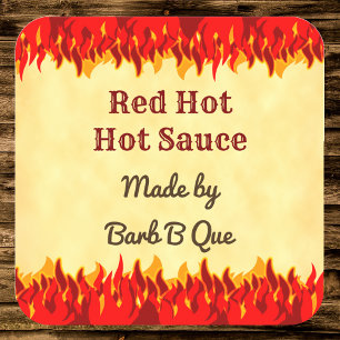 Cuadrada Pegatina de Salsa Caliente Retro Personalizado Fla
