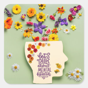 Cuadrada Pegatina de Salud Mental Elegante eres suficient