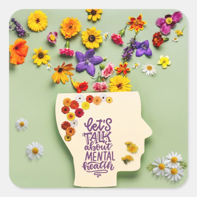 Cuadrada Pegatina de Salud Mental Elegante | eres suficient (Anverso)