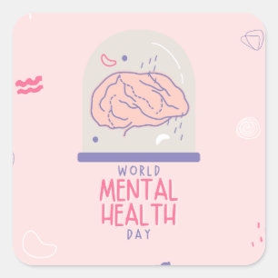 Cuadrada Pegatina de Salud Mental Limpia eres suficiente