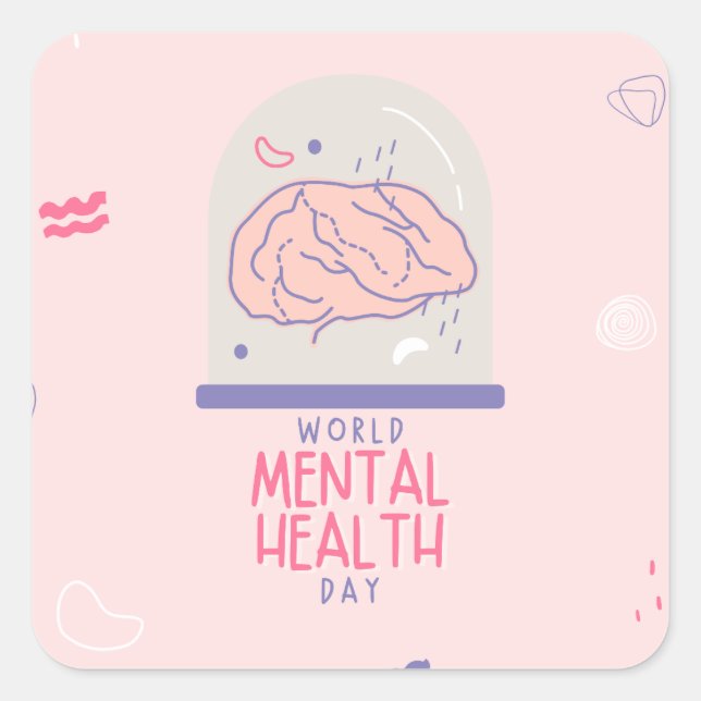 Cuadrada Pegatina de Salud Mental Limpia | eres suficiente  (Anverso)