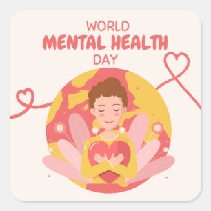 Cuadrada Pegatina de Salud Mental Limpia   sé amable con tu