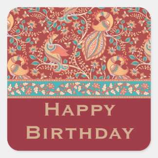 Cuadrada Pegatina de saludo personalizado Kalamkari