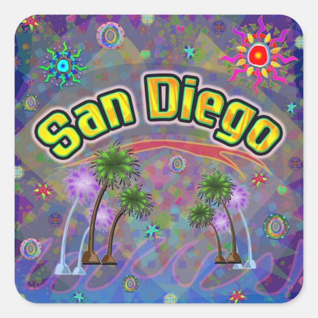 Cuadrada Pegatina de San Diego Noble Voyage (Anverso)