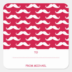 Cuadrada Pegatina de San Valentín de bigote rojo