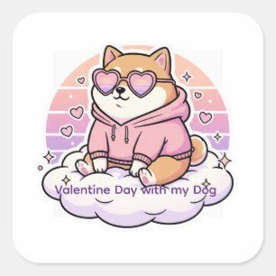Cuadrada Pegatina de San Valentín para mascotas