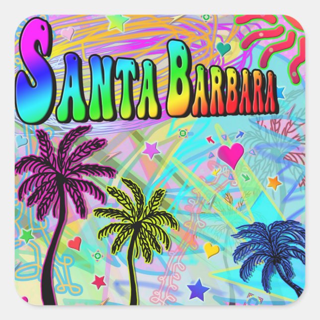 Cuadrada Pegatina de Santa Barbara Vivid Romance (Anverso)