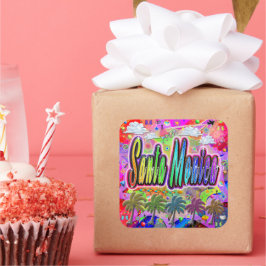 Cuadrada Pegatina de Santa Mónica Vista Express