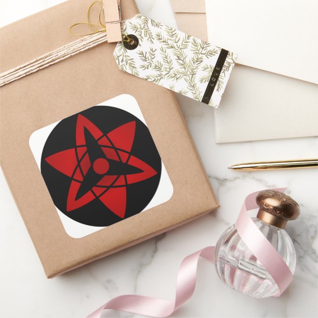 Cuadrada Pegatina de Sasuke Sharingan (Regalar)