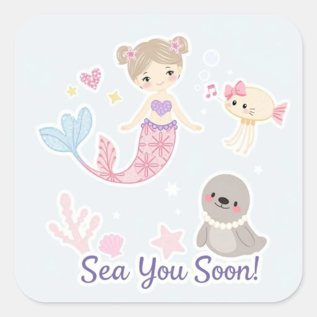 Cuadrada Pegatina de Sea You Pronto Square (Anverso)