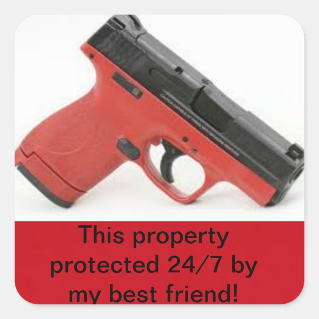 Cuadrada Pegatina de seguridad del hogar (Anverso)