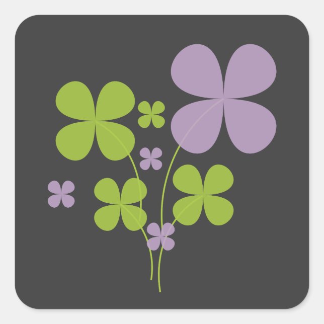 Cuadrada Pegatina de Shamrock (Anverso)