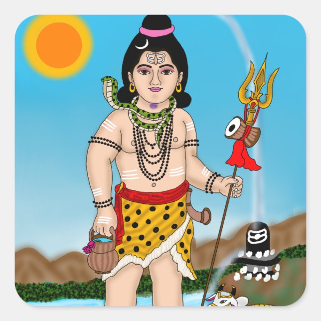 Cuadrada Pegatina de Shiva niño (Anverso)