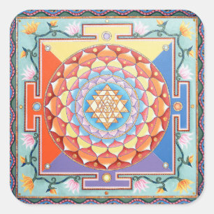 Cuadrada Pegatina de Shri Yantra