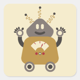 Cuadrada Pegatina de Silly Robot