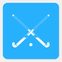 Pegatina de silueta de hockey sobre hierba azul