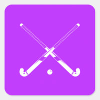 Pegatina de silueta de hockey sobre hierba púrpura