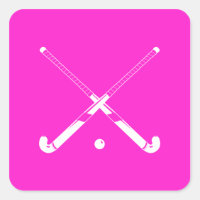 Pegatina de silueta de hockey sobre hierba rosa