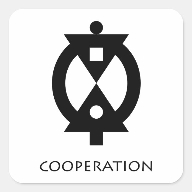 Cuadrada pegatina de Símbolo Adinkra de cooperación (Anverso)