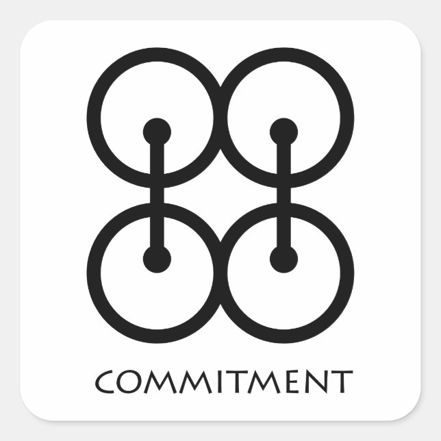 Cuadrada Pegatina de símbolos Adinkra Commité (Me Ware Wo) (Anverso)