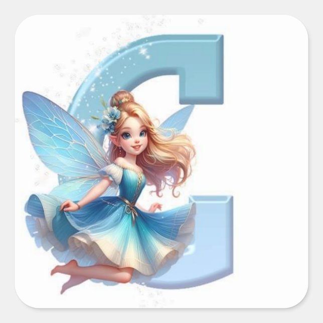 Cuadrada Pegatina de símbolos 'C' clásico - Agregar carácte (Anverso)