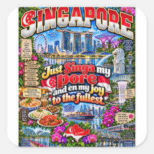 Cuadrada Pegatina de Singapur