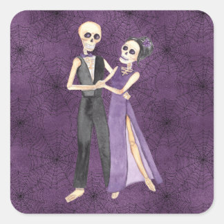 Cuadrada Pegatina de Skeleton Dancing