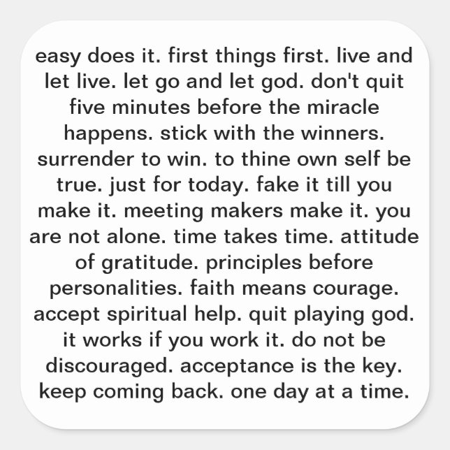 Cuadrada PEGATINA de slogan (Anverso)