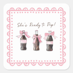 Cuadrada Pegatina de Soda para Bebé Rosa Lista para POP