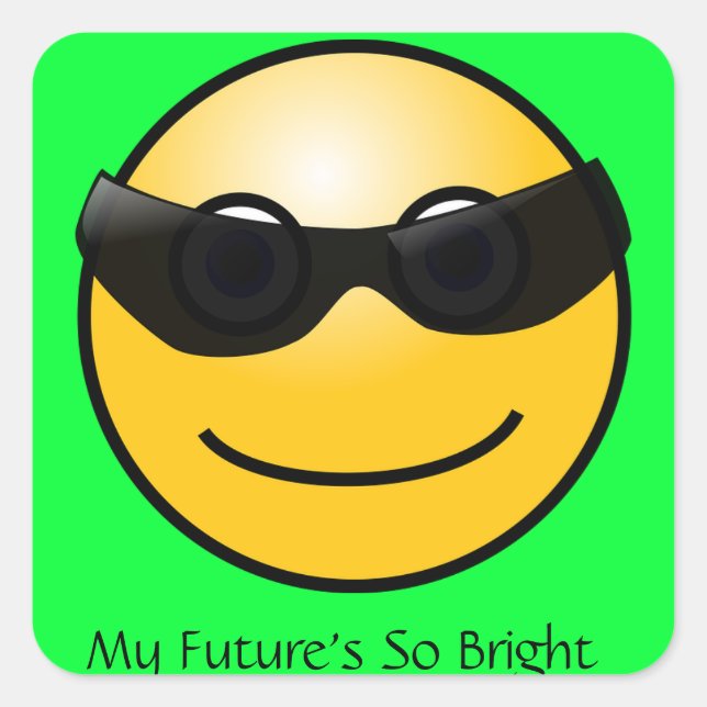 Cuadrada Pegatina de Sol Divertido con Gafas de Sol Futuro  (Anverso)