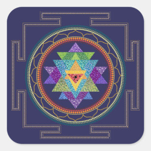 Cuadrada Pegatina de Sri Yantra