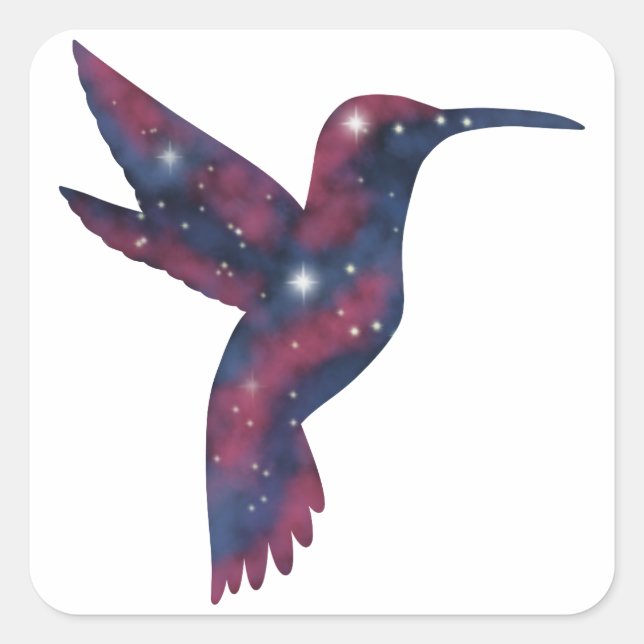 Cuadrada Pegatina de Starscape Hummingbird Oscuro (Anverso)