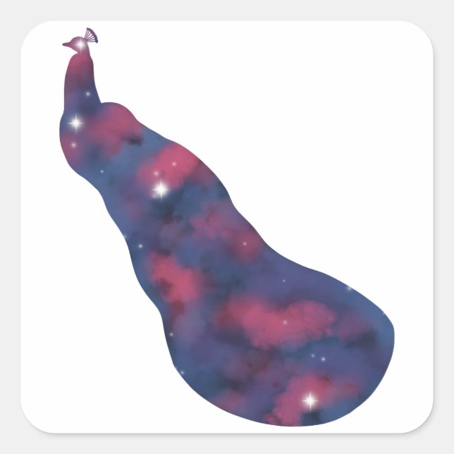 Cuadrada Pegatina de Starscape Peacock Oscuro (Anverso)