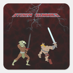 Cuadrada Pegatina de Storm Bunnies