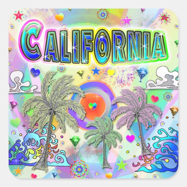 Cuadrada Pegatina de Sueño Profundo de California (Anverso)